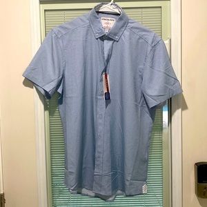 Men’s international report blue short sleeve shirt with 4way stretch